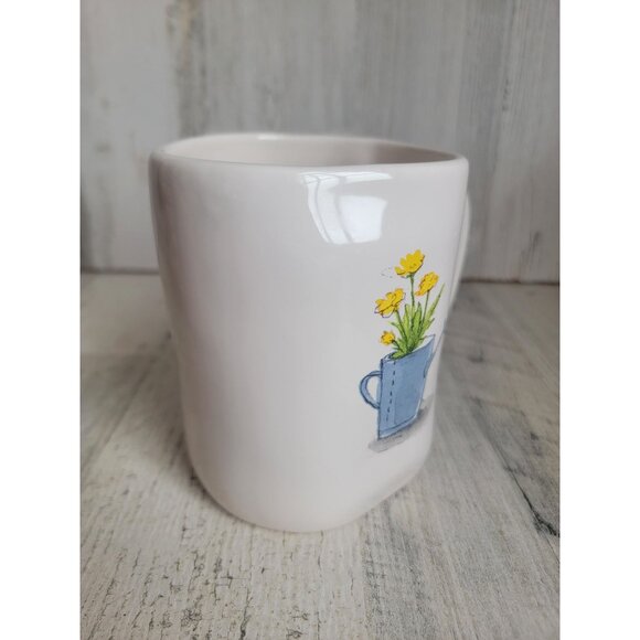 Rae Dunn yellow watering can white mug spring home decor coffee - Picture 2 of 6